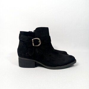 BORN Morocco Black Suede Shoes Classic Buckle Bootie Womens Size 8.5